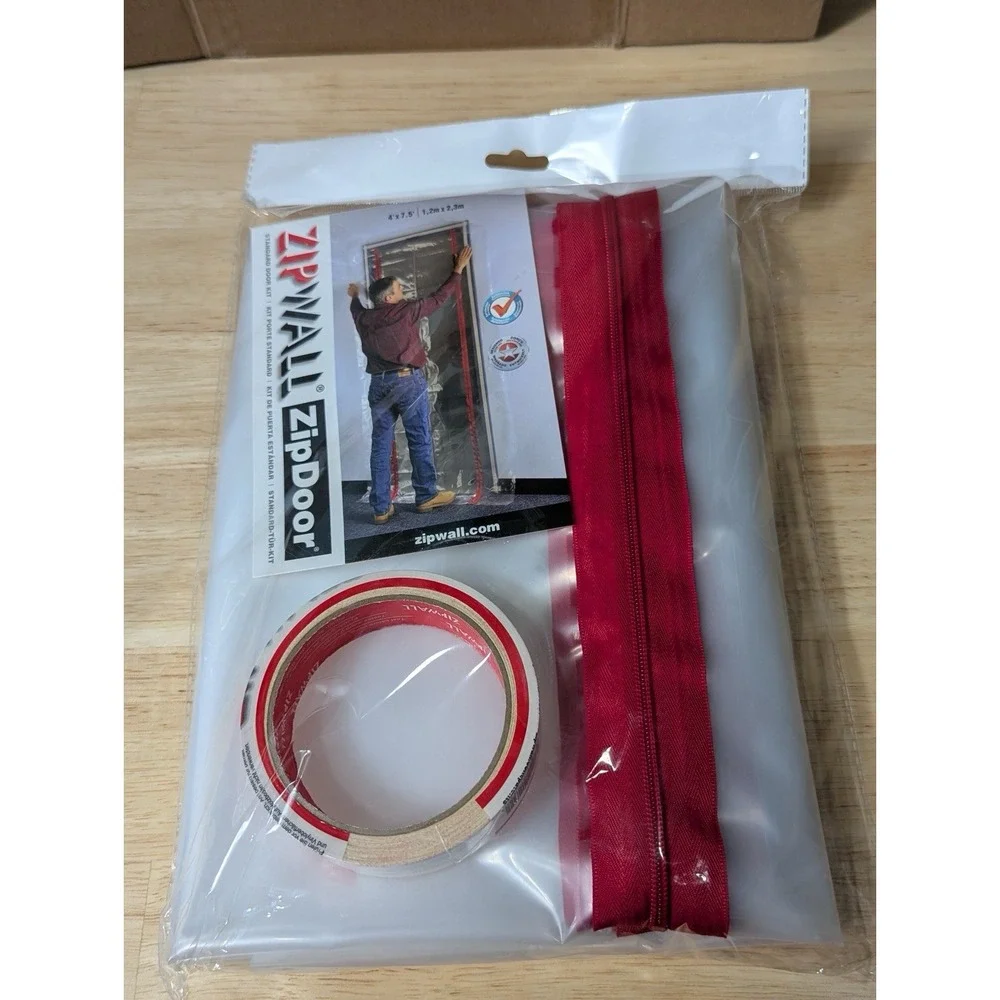 ZipWall ZipDoor Standard Door Kit Dust Barrier 4ft‎ x 7.5ft Sealed New